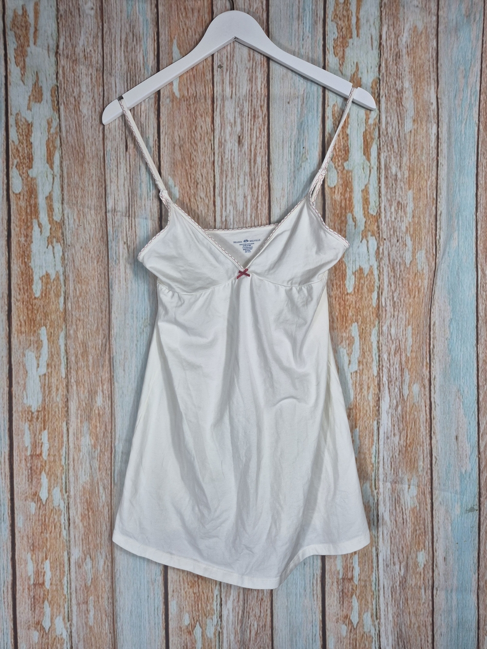 Brandy Melville White Lace-Trim Slip with Pink Bow